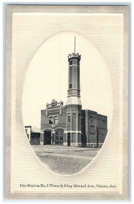 c1910 Fire Station No.5 King Edward Ave. Ottawa Ontario Canada Embossed Postcard