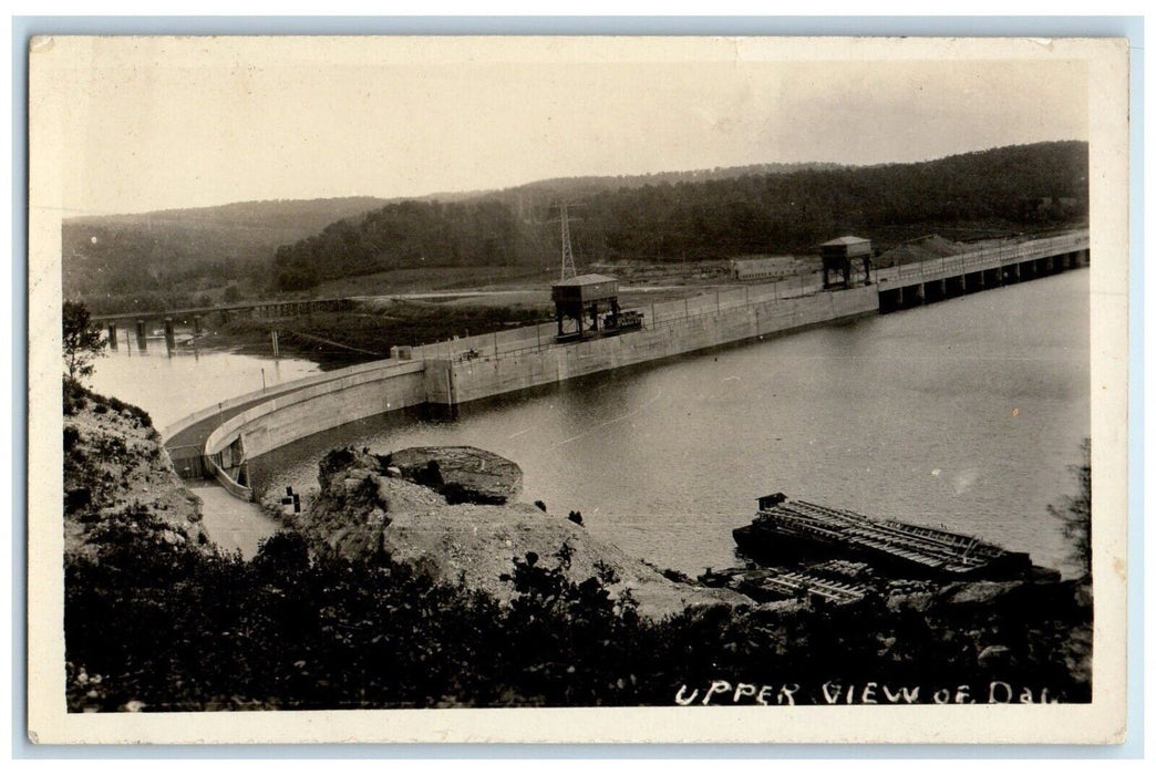 c1930's Upper View Grand River Dam Grand River Oklahoma OK RPPC Photo Postcard