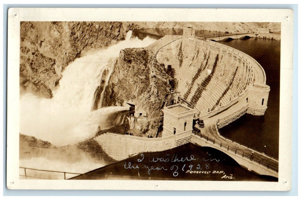 1928 View Of Roosevelt Dam Arizona AZ RPPC Photo Posted Vintage Postcard