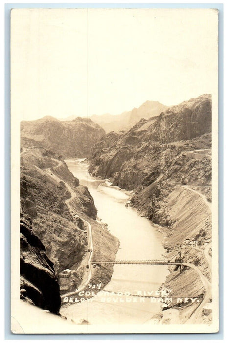 1938 Colorado River Below Boulder Dam Pioche Nevada NV RPPC Photo Postcard
