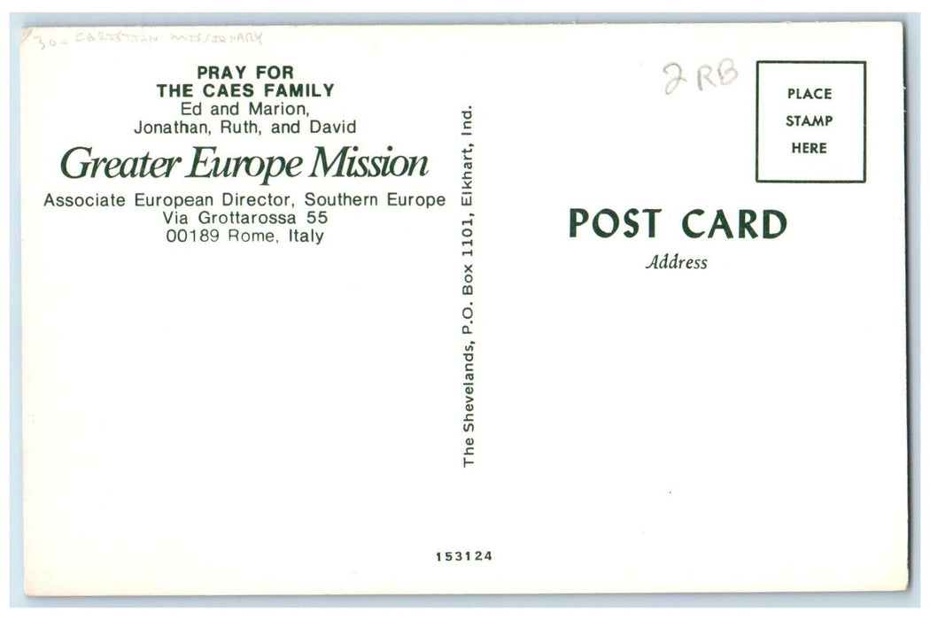 c1930's Christian Missionary Greater Europe Mission Rome Italy Vintage Postcard