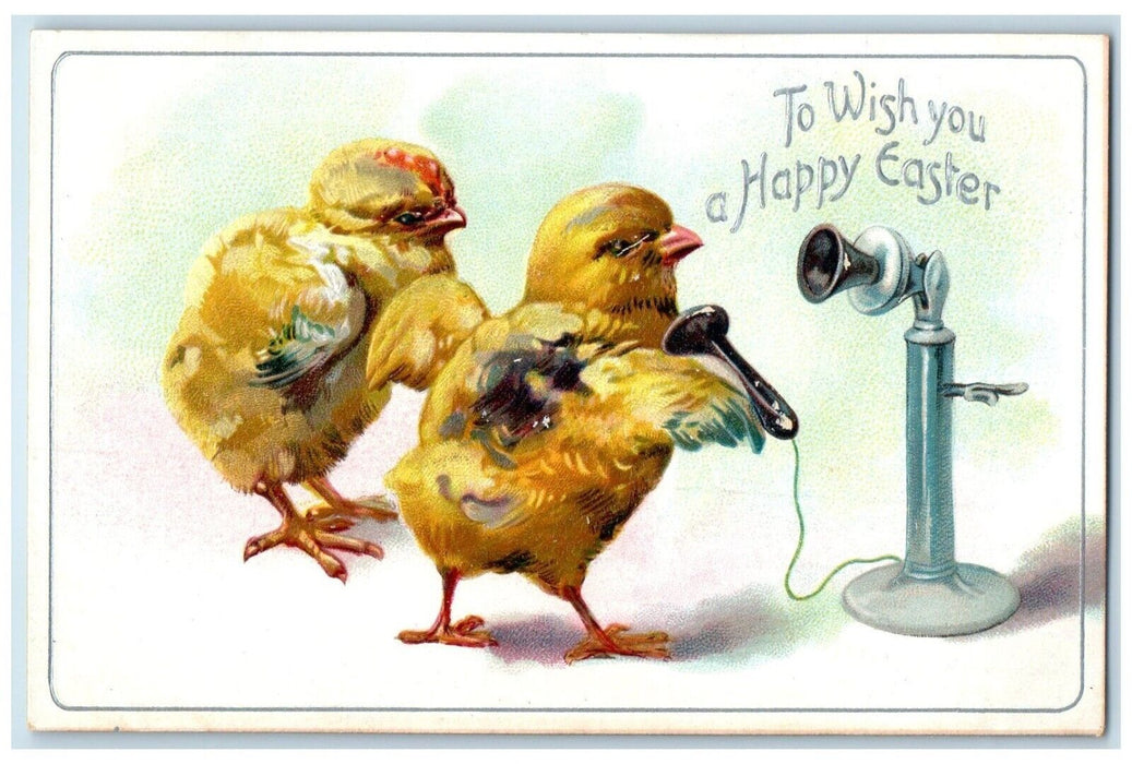 1911 Easter Chicks Telephone Embossed Tuck's Posted Antique Postcard