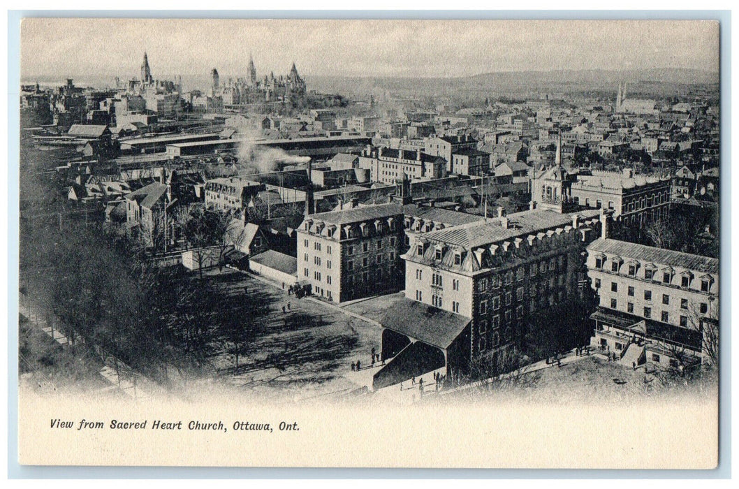 c1910 View from Sacred Heart Church Ottawa Ontario Canada Antique Postcard