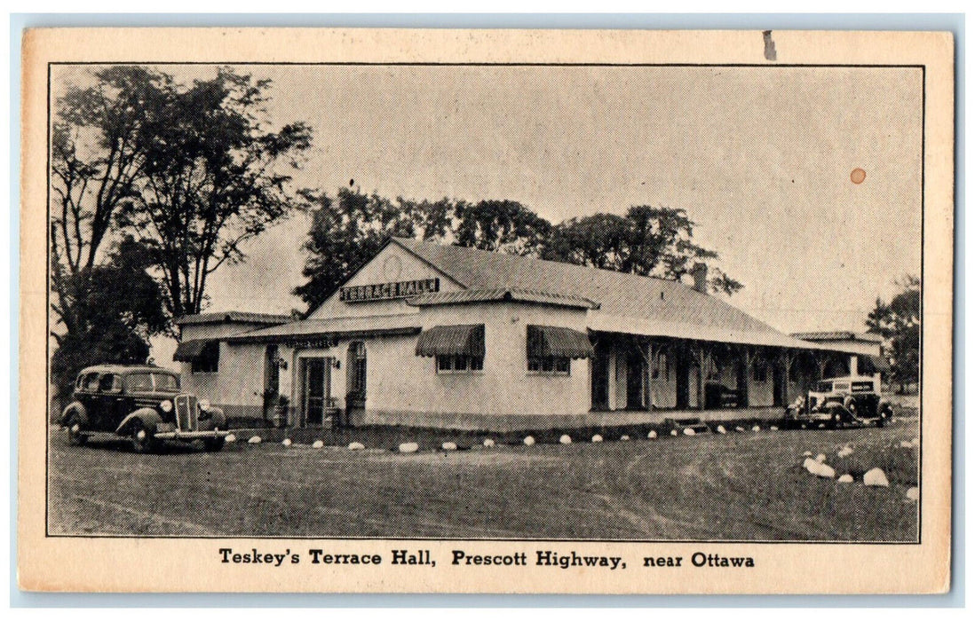 c1940's Teskey's Terrace Hall Prescott Highway Ottawa Canada Postcard