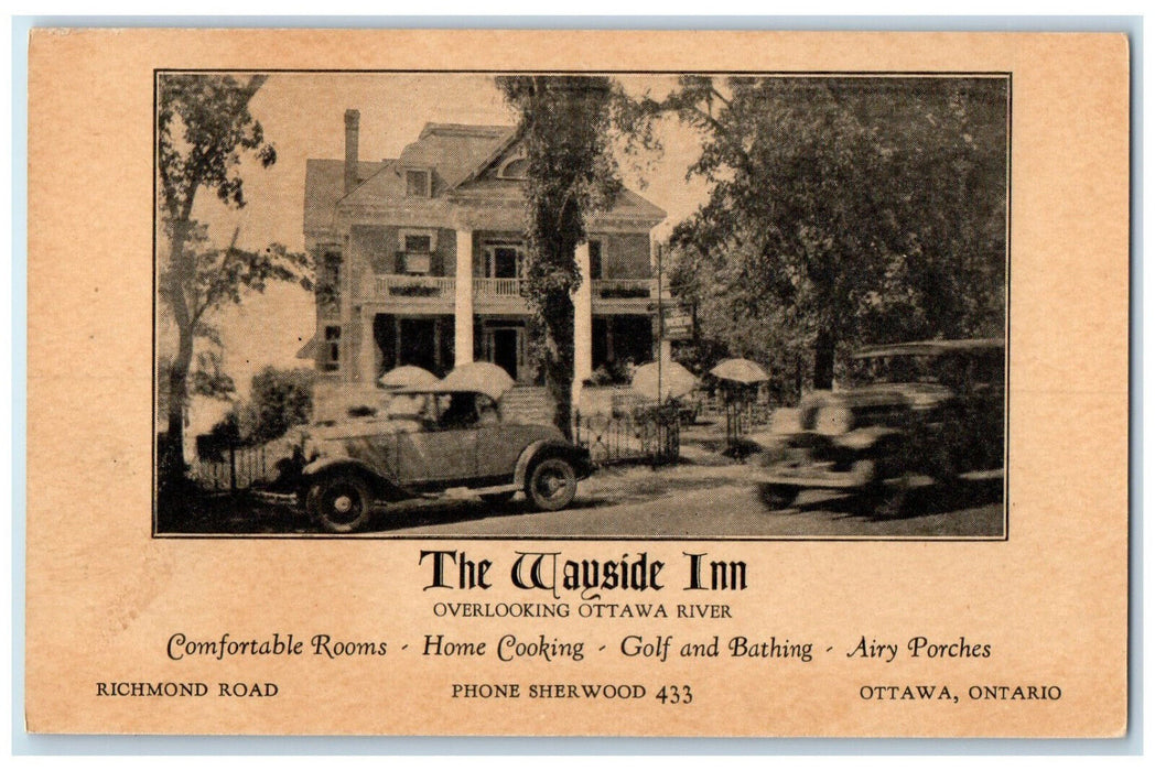 c1950's The Wayside Inn Overlooking Ottawa River Ontario Canada Postcard