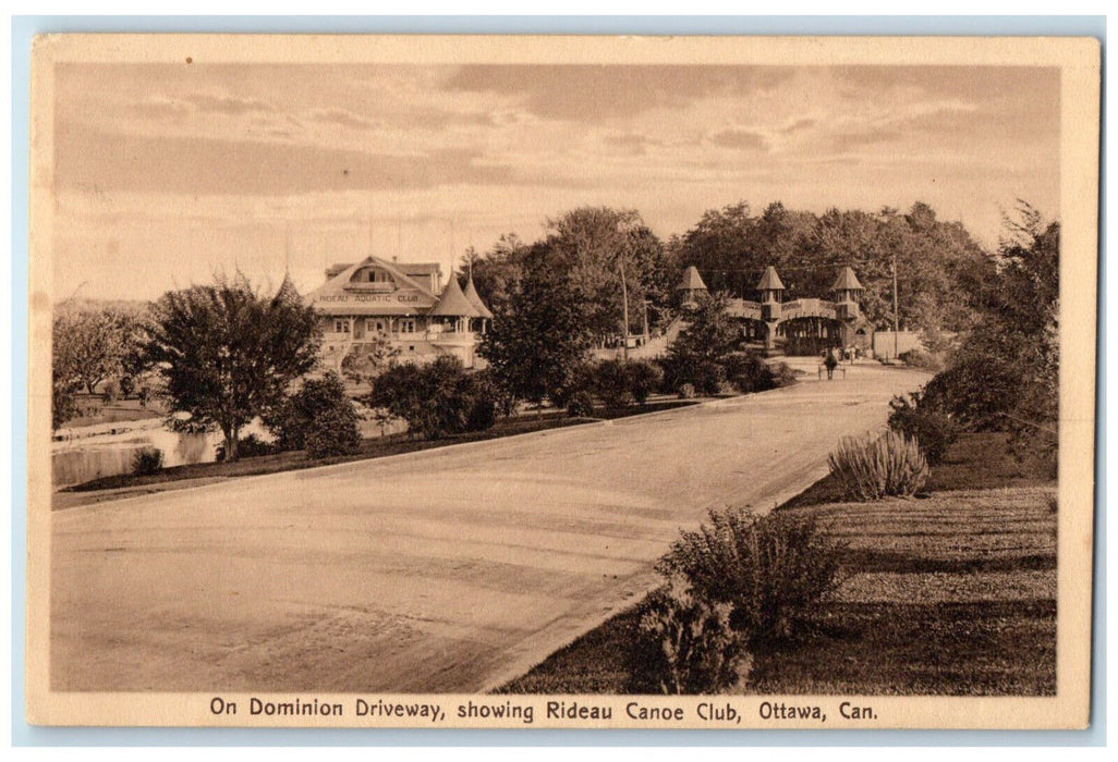 c1920's On Dominion Driveway Showing Rideau Canoe Club Ottawa Canada Postcard