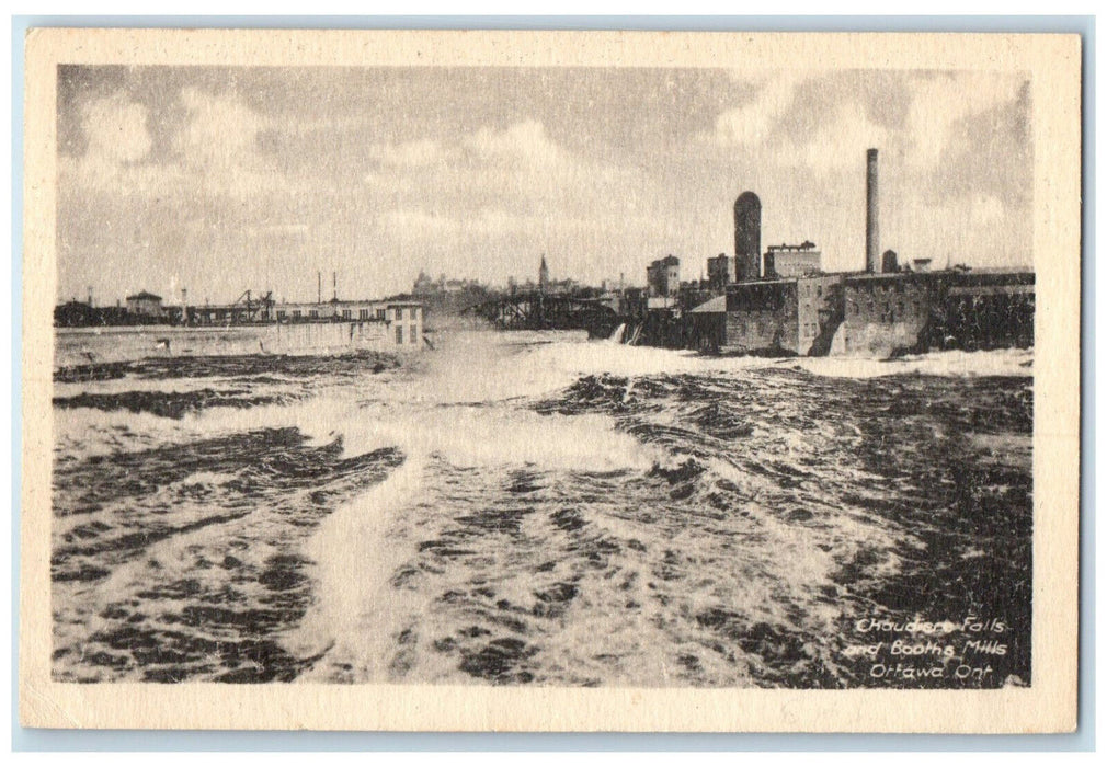 1922 Chaudiere Falls and Booth Mills Scene Ottawa Canada Posted Postcard