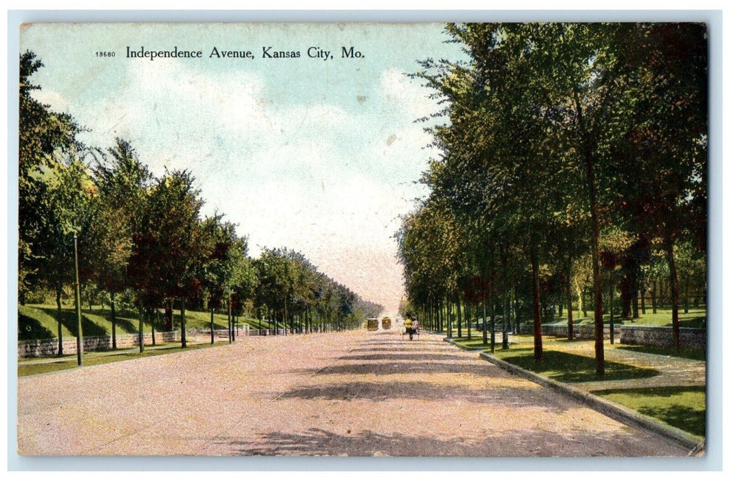 1911 Independence Avenue Streetcar Kansas City Missouri Vintage Antique Postcard
