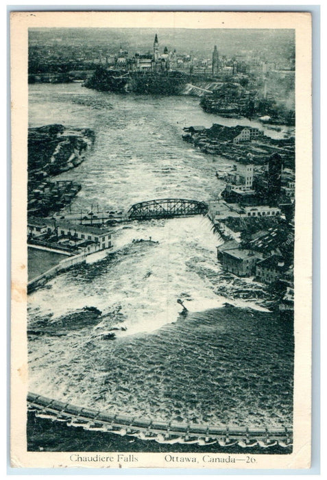 1929 View of Chaudiere Falls Ottawa Ontario Canada Posted Vintage Postcard