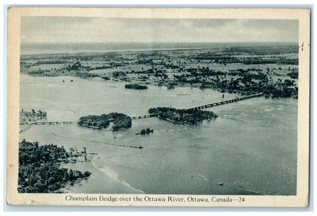1929 Champlain Bridge Over The Ottawa River Ottawa Canada Posted Postcard