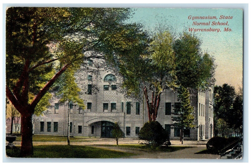c1910 Gymnasium State Normal School Exterior Road Warrensburg Missouri Postcard