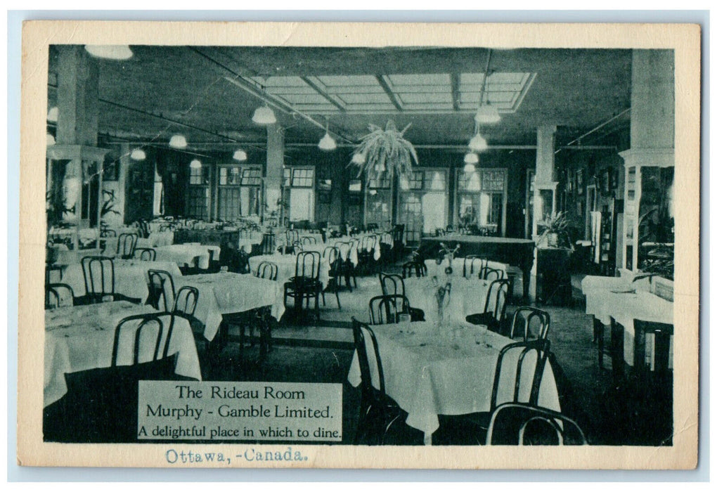 c1940's The Rideau Room Murphy-Gamble Limited Ottawa Canada Postcard