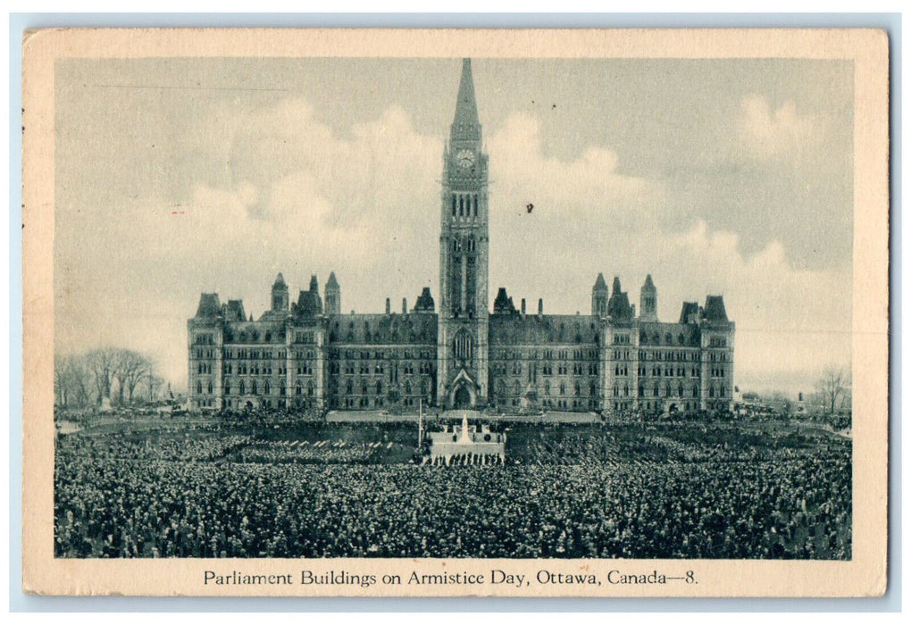 1930 Parliament Buildings on Armistee Day Ottawa Canada Vintage Postcard
