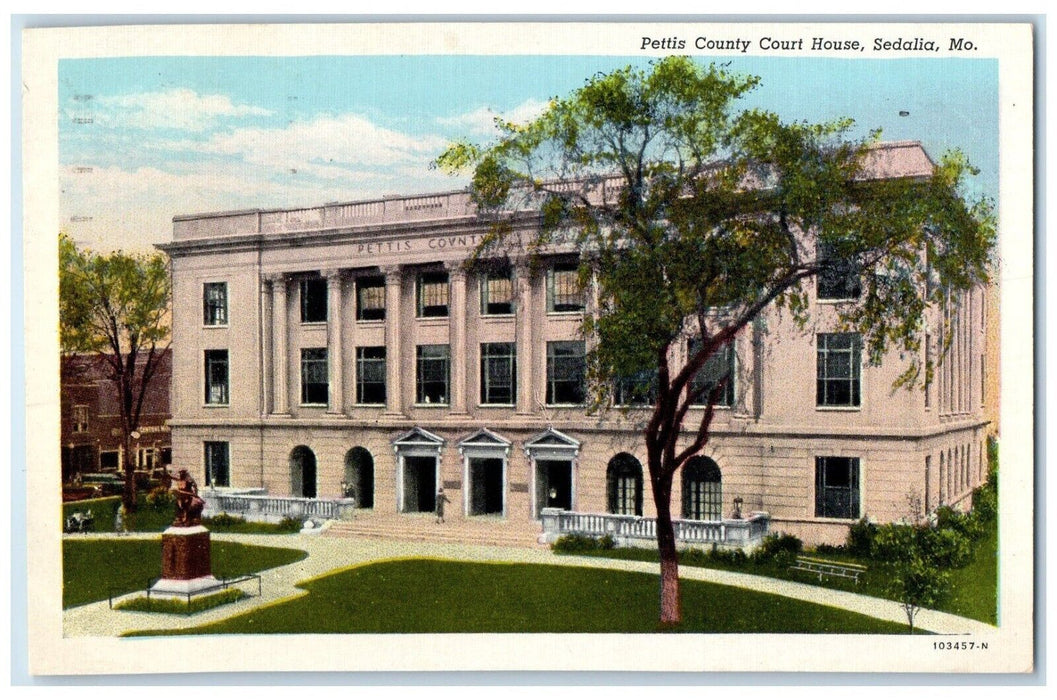 1953 Pettis County Court House Exterior Building Field Sedalia Missouri Postcard