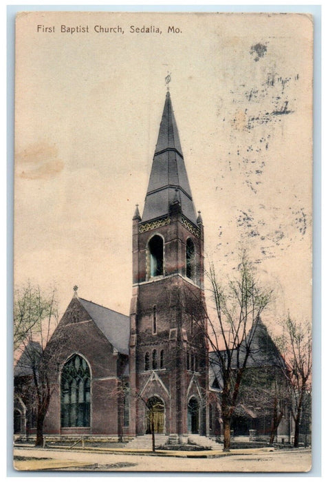 1913 First Baptist Church Chapel Exterior Building Sedalia Missouri MO Postcard