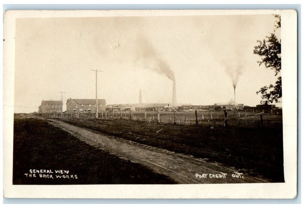 1910 The Brick Works Factory Port Credit Ontario Canada RPPC Photo Postcard
