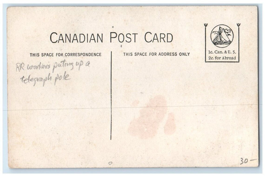 c1910's RR Linemen Occupational Telegraph Pole View Canada RPPC Photo Postcard