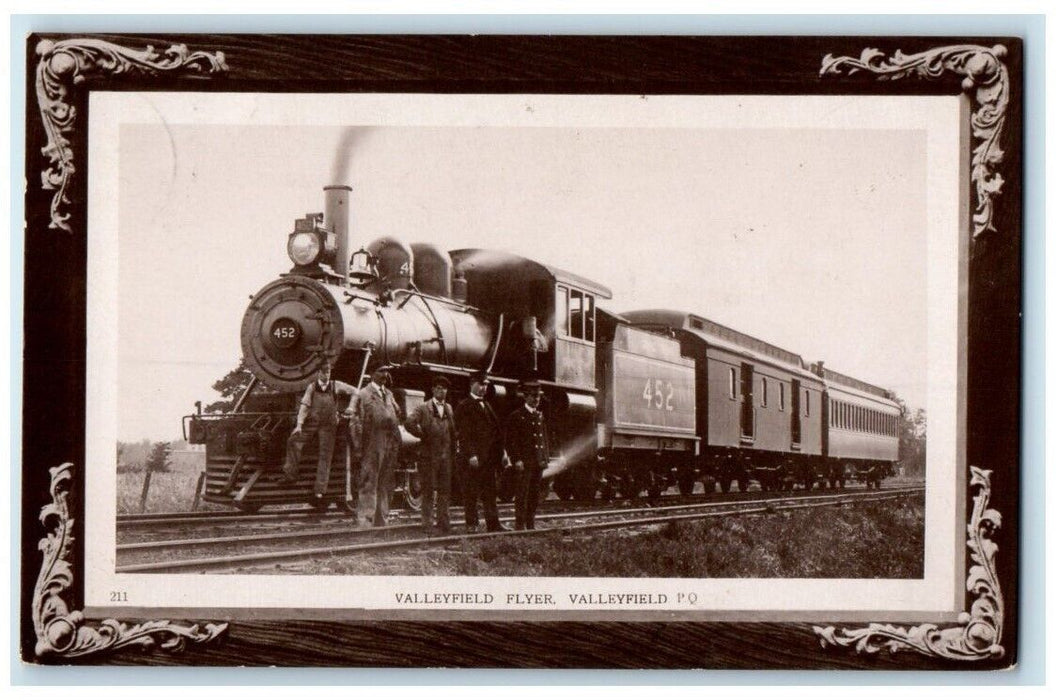 1910 Valleyfield Flyer Railroad Train Engine #452 Quebec  RPPC Photo Postcard