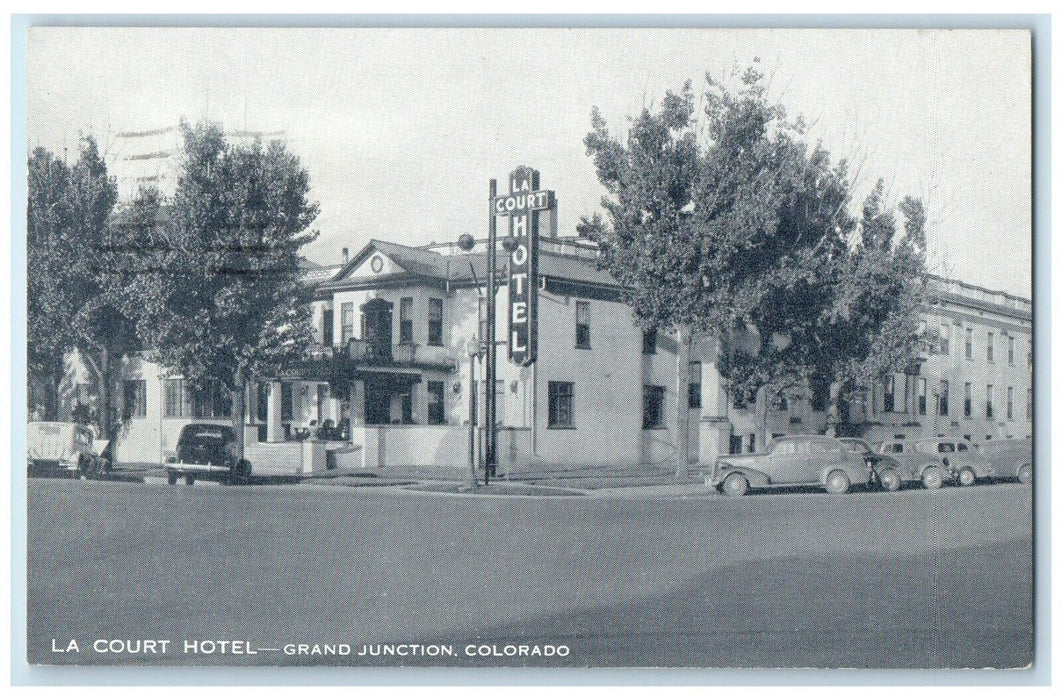 1942 La Court Hotel Scene Street Cars Grand Junction Colorado CO Posted Postcard