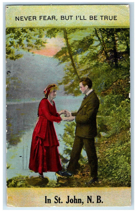 1917 Couple Holding Hands Message St. John New Brunswick Canada Postcard