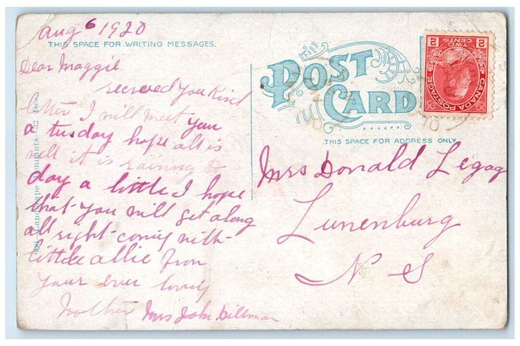 1920 House Cart Green Pennant Message Thomson Nova Scotia Canada Postcard