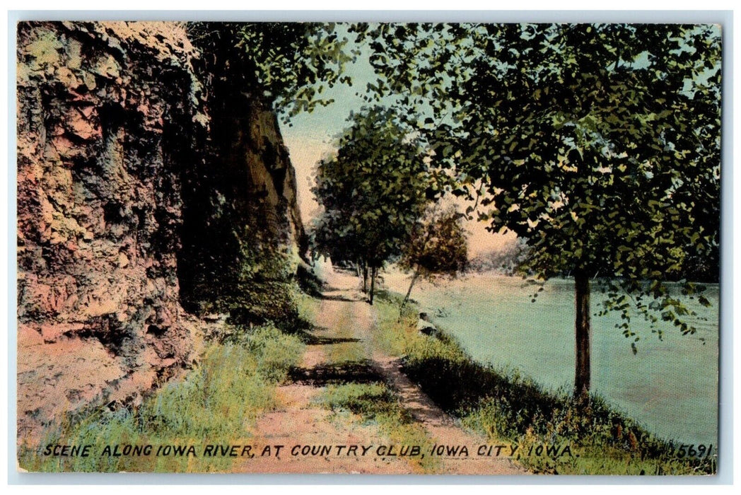 c1910 Scene Along Iowa River Country Club Lake Iowa City Iowa Vintage Postcard