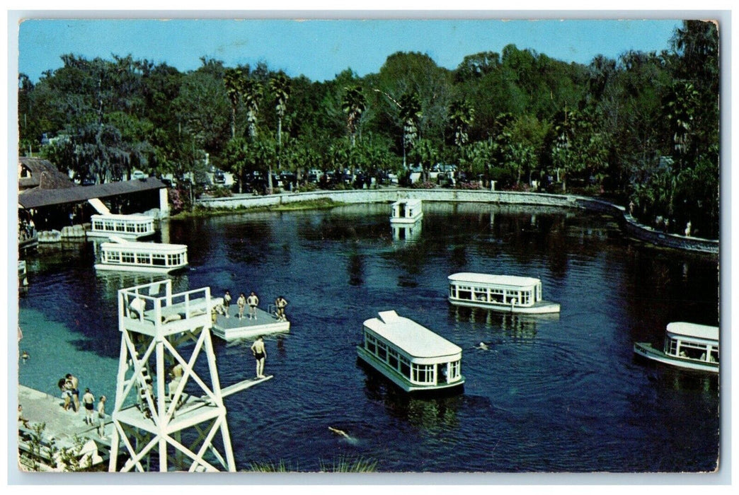 1960 Glass Bottomed Boats Crystal Clear Water Silver Springs Florida FL Postcard