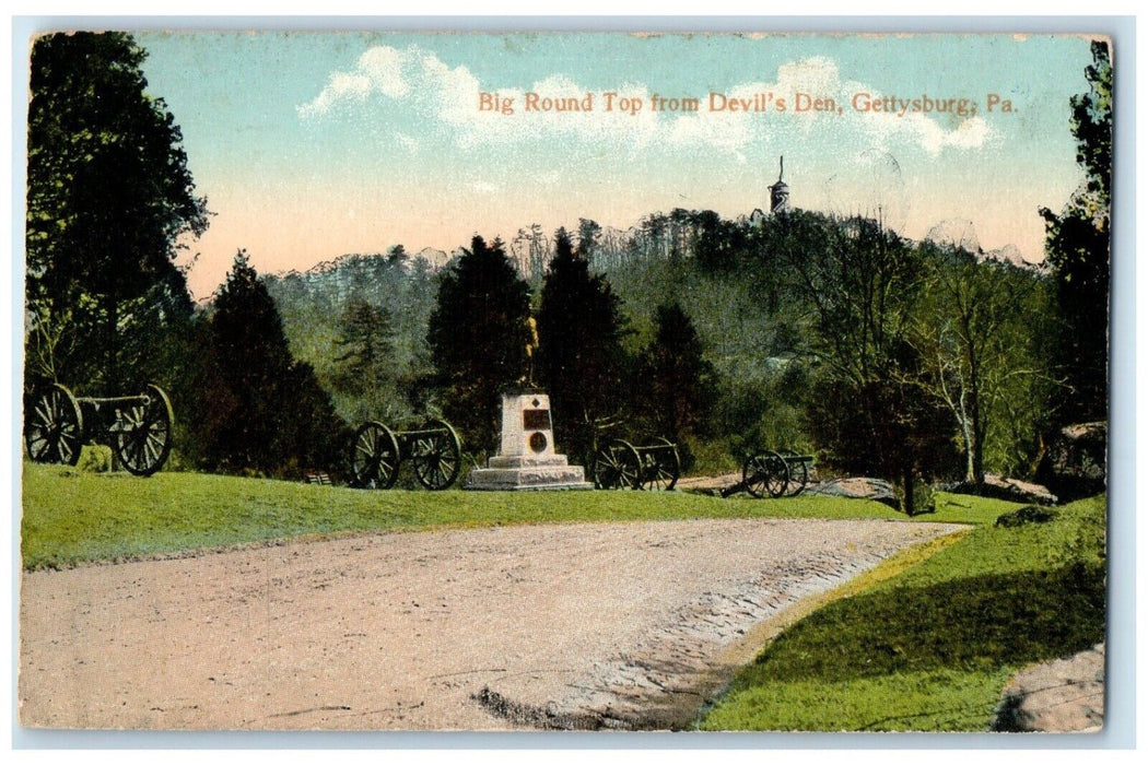 c1910 Scenic View Big Round Top Devils Den Gettysburg Pennsylvania PA Postcard