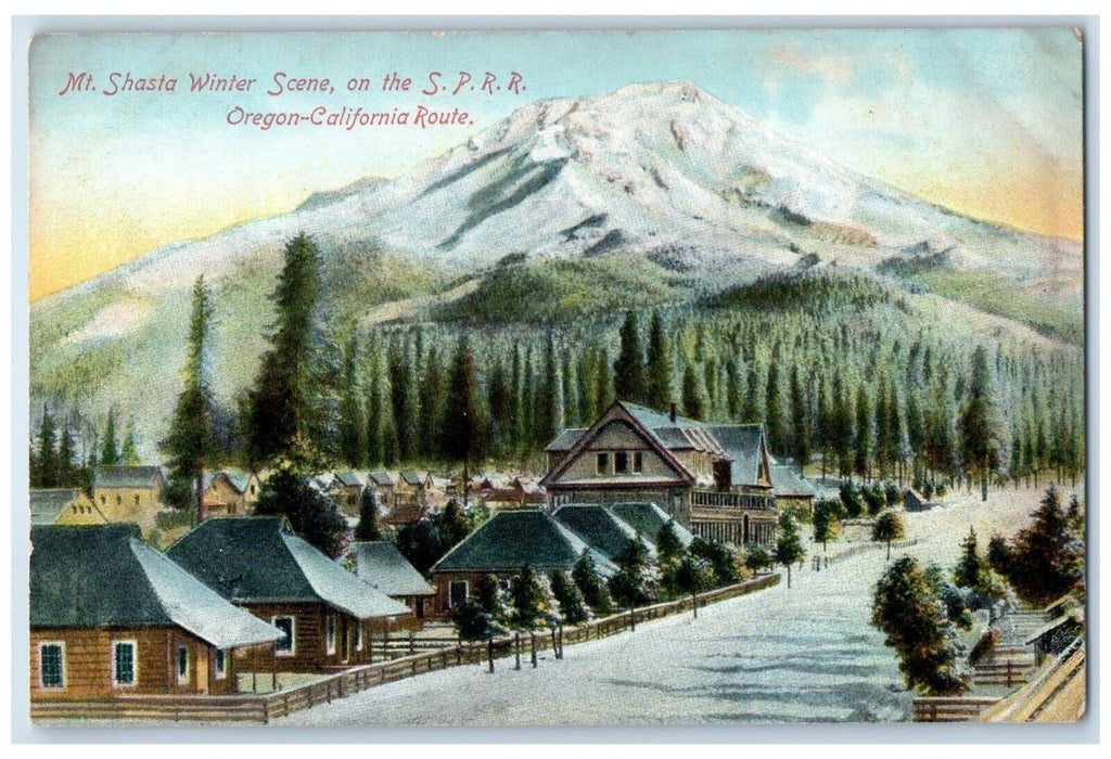 c1910's Mt. Shasta Winter Scene On The SPRR Oregon California Route Postcard