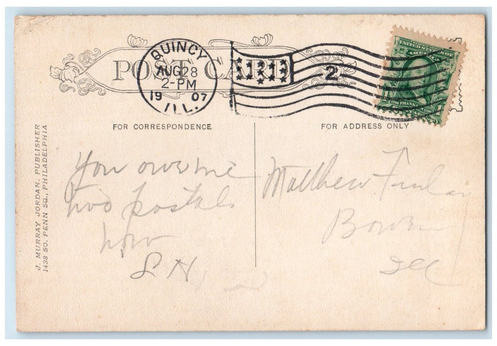 1907 Overlooking Indian Mound Park Classic Car Quincy Illinois Vintage Postcard