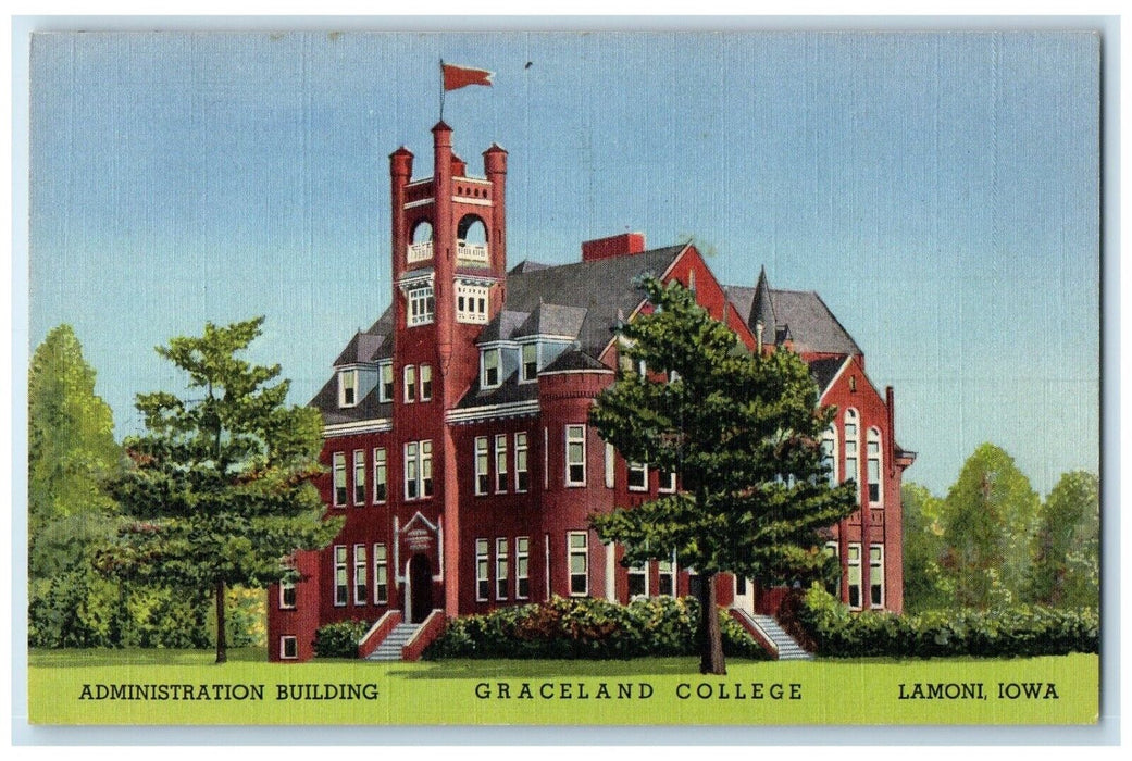 c1940 Exterior Administration Building Graceland College Lamoni Iowa IA Postcard