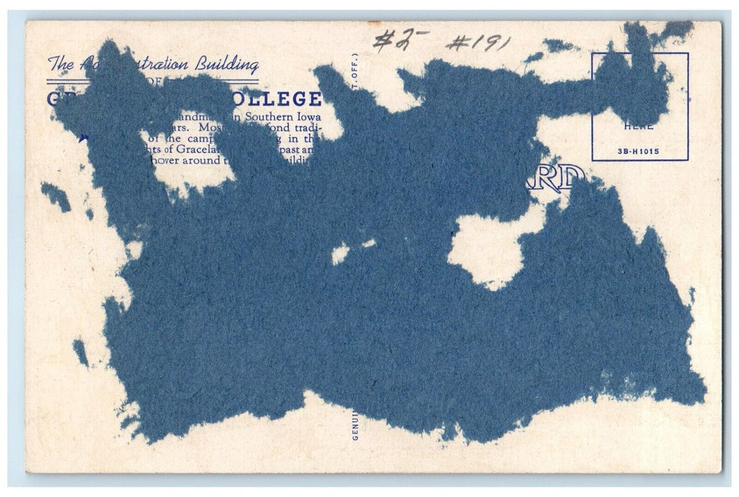 c1940 Exterior Administration Building Graceland College Lamoni Iowa IA Postcard