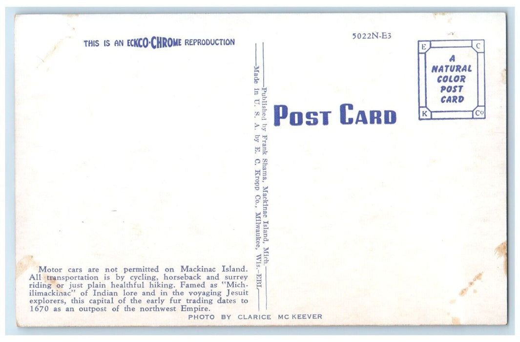 1940 Main Street Mackinac Island Lilac Time Mackinac Island Michigan MI Postcard