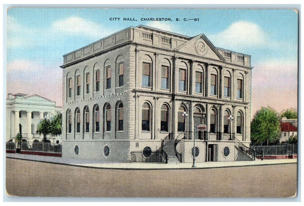 c1940 City Hall Exterior Building Charleston South Carolina SC Vintage Postcard