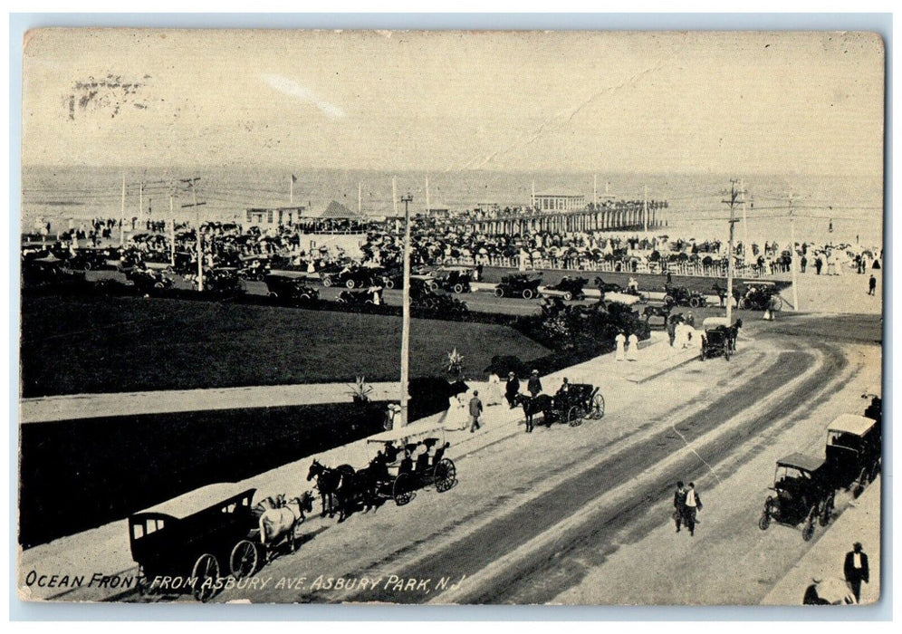 c1910 Aerial View Ocean Front Asbury Ave Asbury Park New Jersey Vintage Postcard