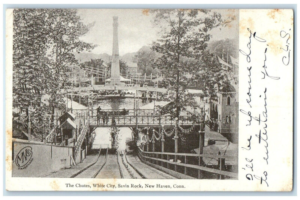 1905 Chutes White City Savin Rock New Haven Connecticut Antique Vintage Postcard