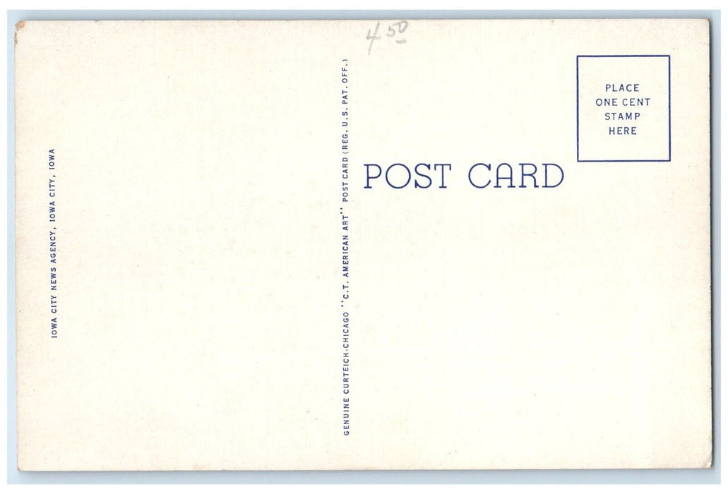 c1940 Iowa Memorial Union University Exterior Building Iowa City Iowa Postcard