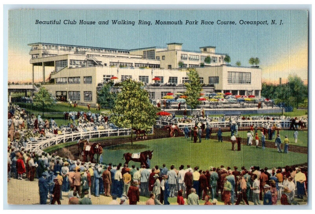 1950 Club House Walking Ring Monmouth Park Race Course New Jersey NJ Postcard