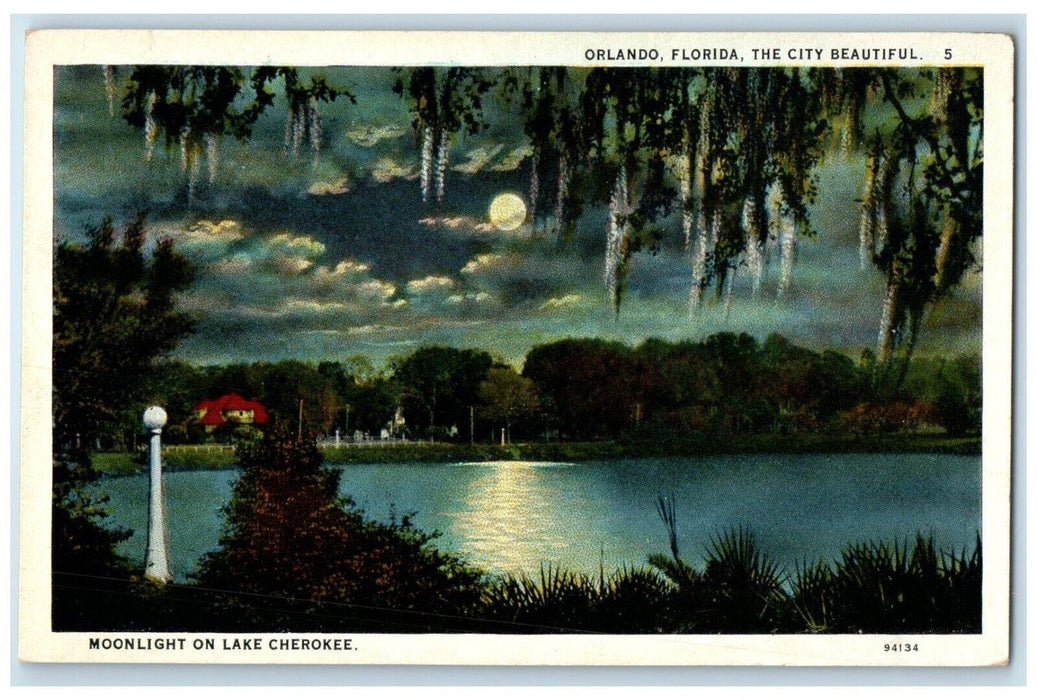 c1920 Moonlight Lake Cherokee City Beautiful Orlando Florida FL Vintage Postcard