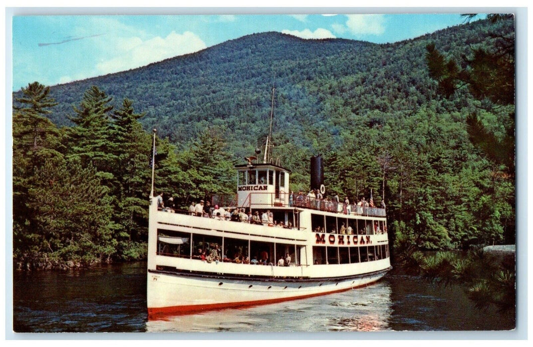 1960 MV Mohican Paradise Bay Lake George Adirondacks Mountains New York Postcard