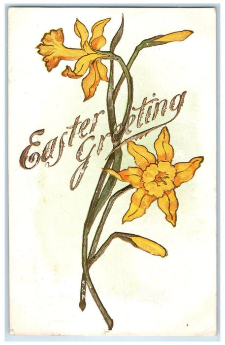c1905 Easter Greeting Flowers Embossed Lunenburg Nova Scotia NS Canada Postcard