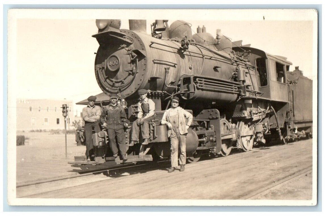 c1918 Railroad Train Engine #400 Conductor Occupational RPPC Photo Postcard