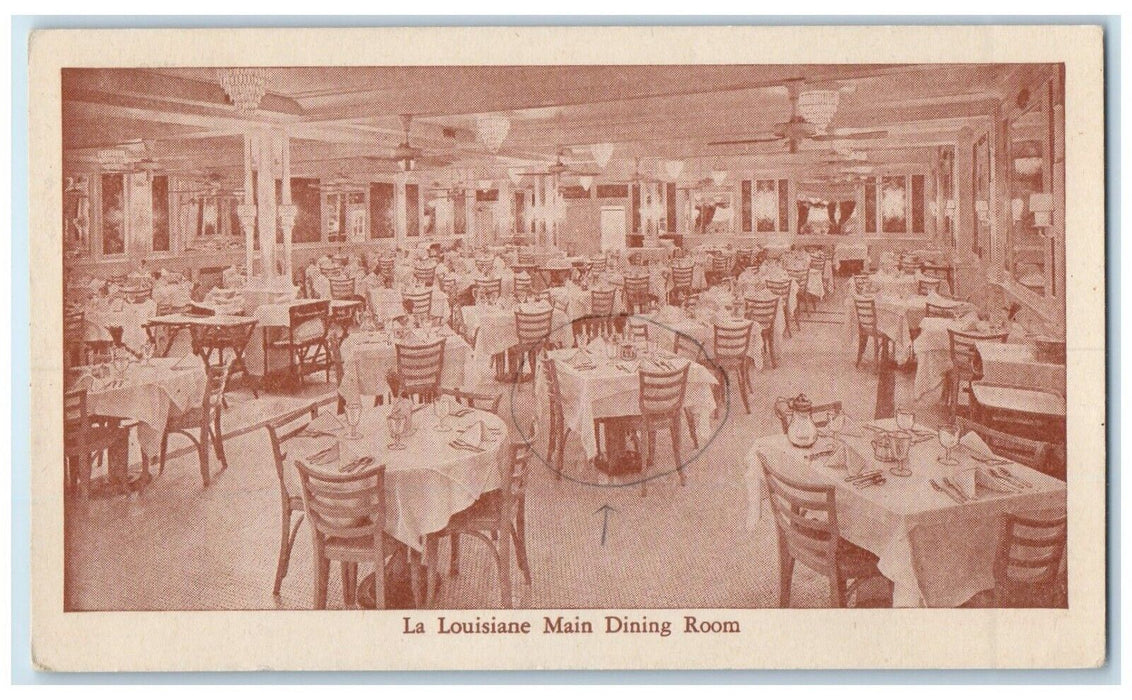 1945 La Louisiane Main Dining Room Rue Royale New Orleans Louisiana LA Postcard