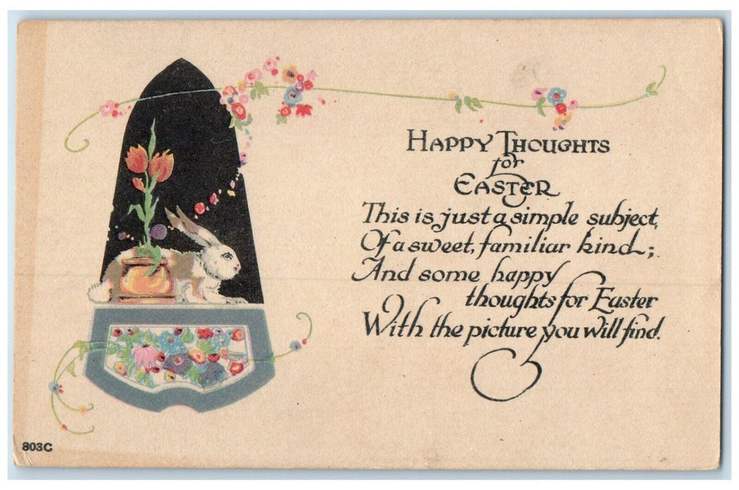c1910's Easter Rabbit Flowers Lunenburg Nova Scotia NS Canada Antique Postcard