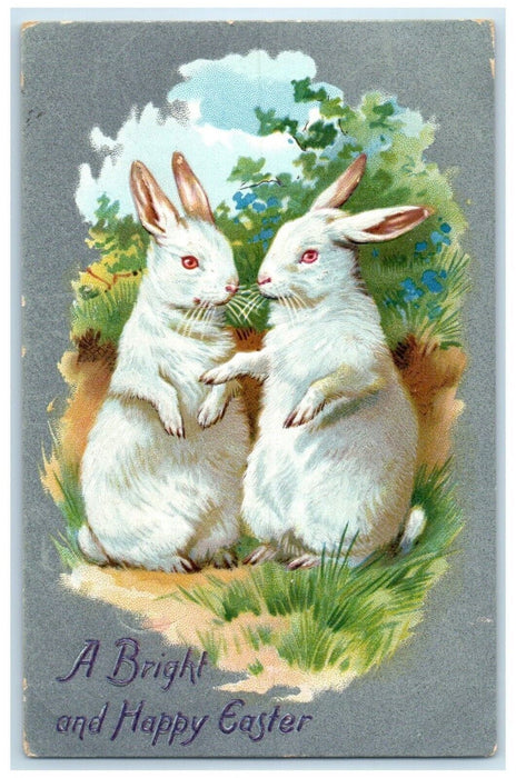 1909 Easter Bunnies Rabbit Tuck's Waverly Massachusetts MA Antique Postcard