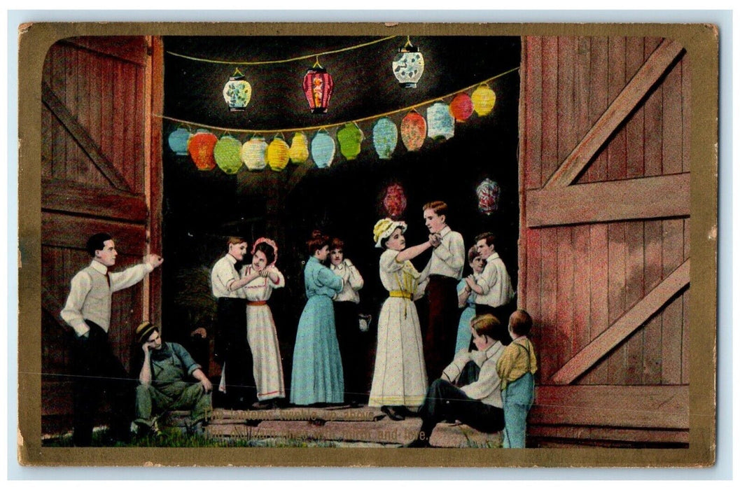 1911 Barn Dance Lanterns Kirksville Missouri MO Posted Antique Postcard