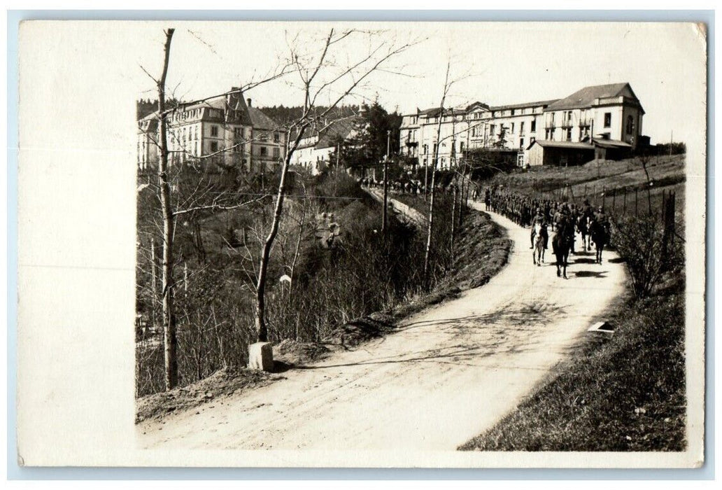 c1914-1918 WWI German Soldiers Marching Horseback Germany RPPC Photo Postcard