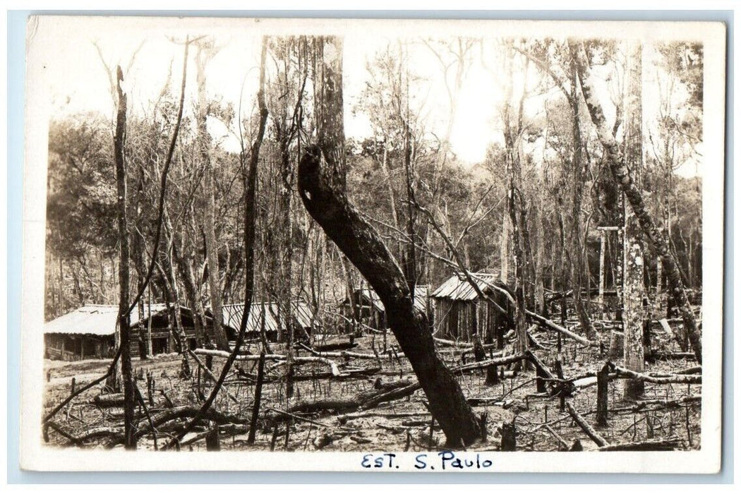 c1920's Shack Home Forest View Sao Paulo Brazil RPPC Photo Unposted Postcard