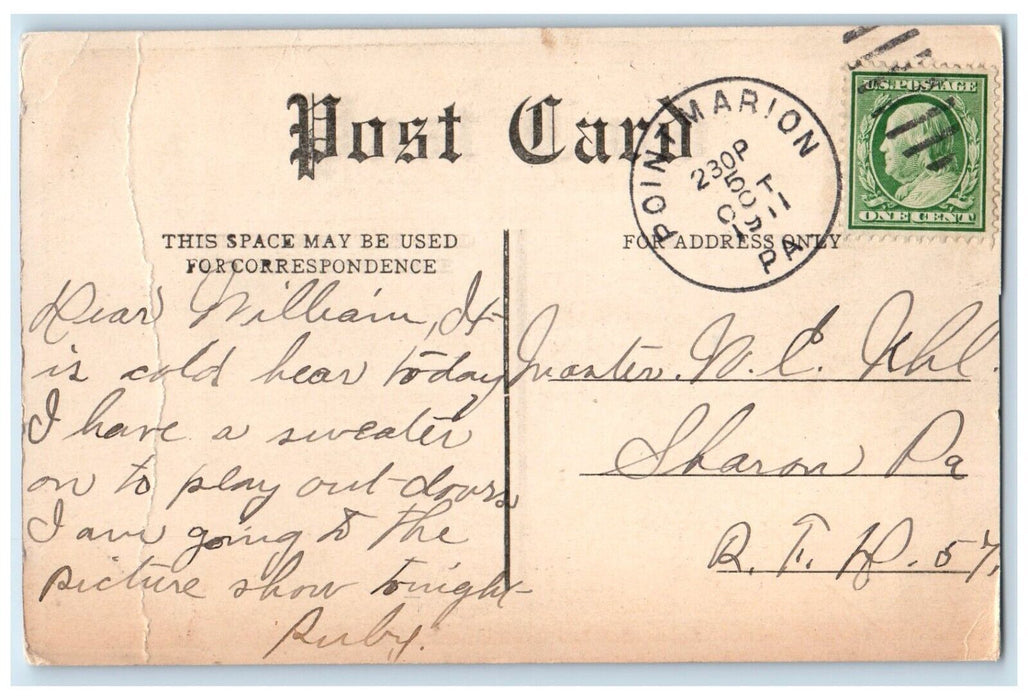1911 Little Sweetheart Point Marion Pennsylvania PA Posted Antique Postcard