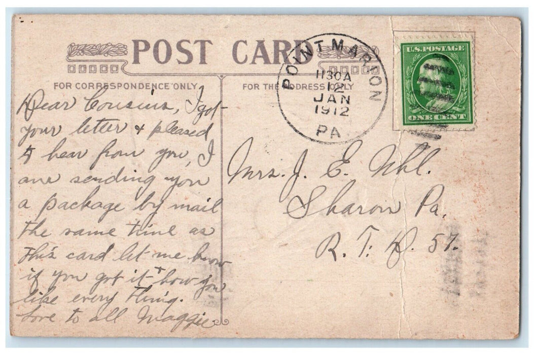 1912 Stork And Baby Point Marion Pennsylvania PA Posted Antique Postcard